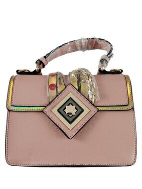 Brentano Top Handle Crossbody Satchel Bag Pink Faux Leather Metallic Trim